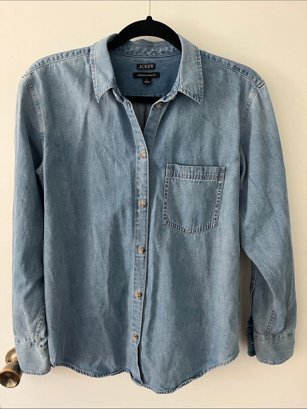 J. Crew Light Blue Denim Button-Down Shirt Classic Fit
